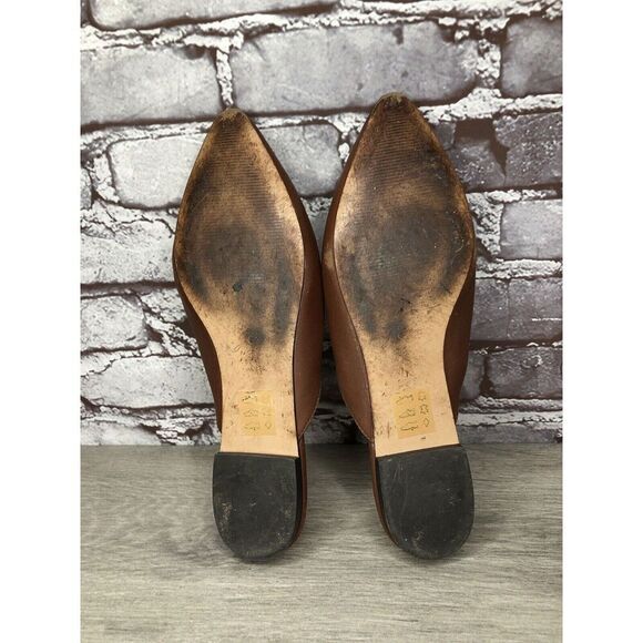 J Crew Brown Leather Pointed Toe Slip On Mules Flats Shoes Women Sz 8.5M US/39EU - Picture 14 of 16